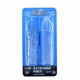 Set 2 mansoane prelungitoare penis transparente, 15 cm x 4 cm, TPE