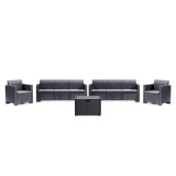 Set mobilier gradina Leziter Nero Large 8 locuri, poliratan, grafit, rezistent UV, 2 ani garantie