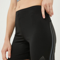 adidas Performance pantaloni scurți de alergare Run Icons femei, culoarea negru, cu imprimeu, high waist