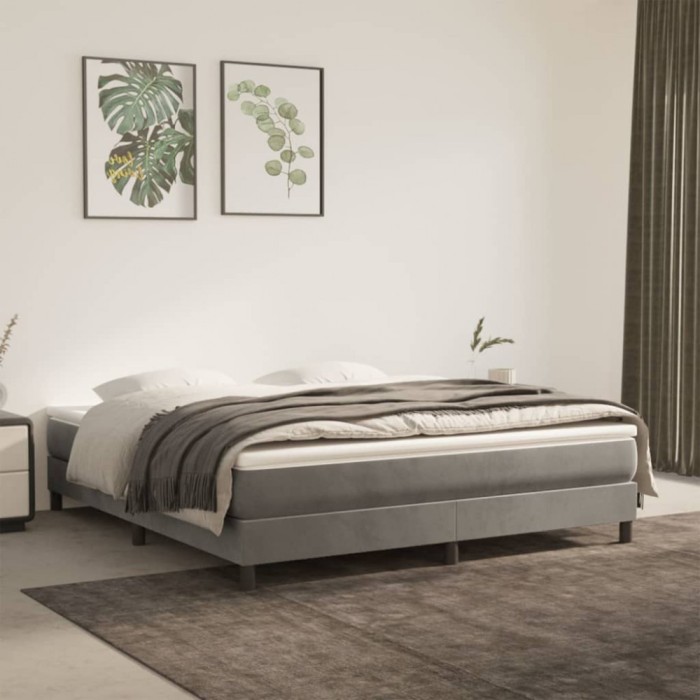 vidaXL Saltea de pat cu arcuri, gri deschis, 160x200x20 cm, catifea 347828