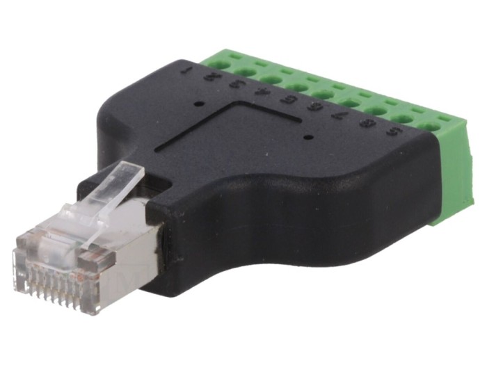 Conector RJ45 ecranat cu regletă