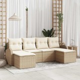 Cumpara ieftin Set de canapele pentru grădină 6 pcs Bej, alb Rattan poli