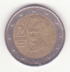 Austria 2 euro 2010 - Bertha von Suttner- a doua hartă. foto