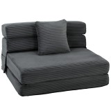 HOMCOM Fotoliu de podea Boneless Cloud 2-&icirc;n-1, fotoliu de dormit pliabil cu aspect cord și pernă lombară, Gri &icirc;nchis | Aosom Romania