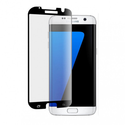 Folie sticla securizata curbata flippy pentru samsung s7 edge, 9h, lipici margine, contur negru foto