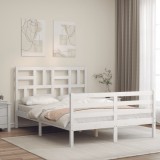 Cumpara ieftin Cadru de pat cu tăblie, 140x190 cm, alb, lemn masiv