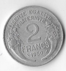 Moneda 2 francs 1950 - Franta foto