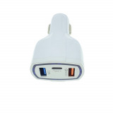 Cumpara ieftin Incarcator rapid auto 35W, cu 3 porturi, USB tip C, USB QC 3.0 si USB 3.5A, 12 - 32 V, cu protectie, alb, Oem