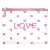 Portfard Transparent cu Inimi Roz si Mesaj LOVE, 22.5x19cm, CMCLASS