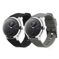 Set 2 curele pentru Withings Steel HR/Nokia Steel, Kwmobile, Negru/Gri, Silicon, 58993.01