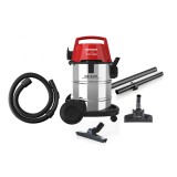 Aspirator WET&amp;amp;DRY HVC-MWD1400RD, 1400W, sac textil 6 L, Functie aspirare umeda si uscata, functie suflare, capacitate 21 L, Inox/Rosu