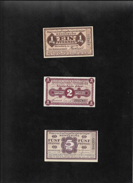 Rar! Set Notgeld 1 + 2 + 5 pf Merseburg