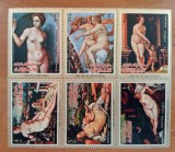 AJMAN-&#039;&#039;PICTURA-NUDURI CELEBRE&#039;&#039;-BLOC DE 6VAL--MNH nestamp., Nestampilat