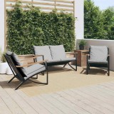 VidaXL Set mobilier de balcon, 3 piese, cu perne, negru, oțel