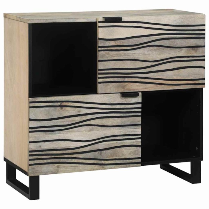 Bufetă Alb 80 x 33 x 75 cm Lemn masiv de mango