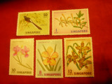 Serie mica Singapore 1962 - Flora- Orhidee , 5 valori, Nestampilat
