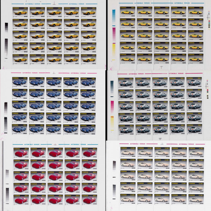 RO 1999 ,LP 1499 , &quot;Automobile Ferrari &quot; , serie in coli de 25 ,MNH