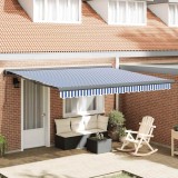vidaXL Copertină retractabilă albastru/alb, 4x3 m, textil/aluminiu 3154598