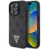 Husa iPhone 16 Pro Max Guess Leather 4G Triangle Strass, negru, GUHCP16XP4TDPK