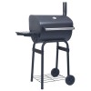 Gratar carbune Gossi, afumatoare, termometru, raft inferior, roti, otel vopsit electrostatic, negru, 75x48x120 cm
