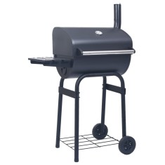 Gossi gratar barbecue cu carbuni, afumatoare si raft inferior, negru