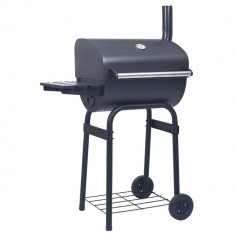 vidaXL Grătar barbecue cu cărbuni, afumătoare și raft inferior, negru