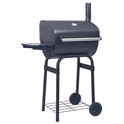 vidaXL Grătar barbecue cu cărbuni, afumătoare și raft inferior, negru foto