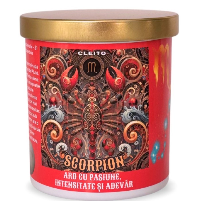 Lum&acirc;nare Zodia Scorpion &ndash; Parfum Floral Elegant - Ceara Soia si Cocos, 220 g