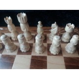Set de șah mare sculptat din lemn 50x50 tablă de șah piesă de șah scupltat soldat cutie joc de dame table