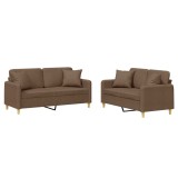 Cumpara ieftin Set de canapele cu perne, 2 piese, maro, textil