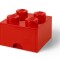 Cutie depozitare LEGO 2x2 cu sertar, rosu