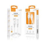 Cablu Date si Incarcare Rapida USB-A la USB-C 100W 1m X-Start SJX360C Soft Texture, Alb
