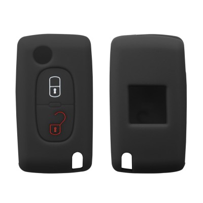 Husa Cheie Auto pentru Peugeot / Citroen - 2 Butoane, Silicon, Negru, 43668.01 foto