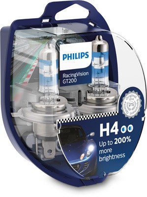 SET 2 BECURI FAR H4 60/55W 12V RACING VISION GT200 PHILIPS foto