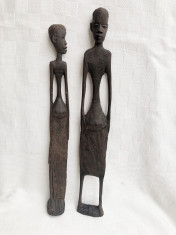 Doua statuete din lemn de abanos, arta africana foto
