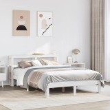 Cumpara ieftin Cadru de pat cu tăblie, alb, 150x200 cm lemn masiv pin