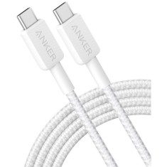 Cablu alimentare si date Anker, USB Type-C (T) la USB Type-C (T), 1.8m rata transfer 480 Mbps, 60W, invelis nylon, braided, alb, &quot;A81F6G21&quot; (timbru ve