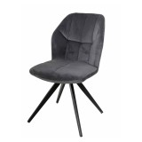 Scaun de living si bucatarie KL Mirco, metalic, tapitat cu stofa,100 kg, 47.5x63x89.5 cm, gri inchis