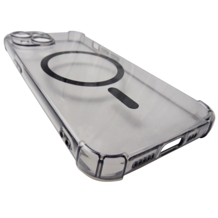 Husa spate silicon gri transparent cu negru, magnet, colturi intarite, pentru Apple iPhone 14