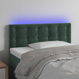 VidaXL Tăblie de pat cu LED, verde &icirc;nchis, 90x5x78/88 cm, catifea