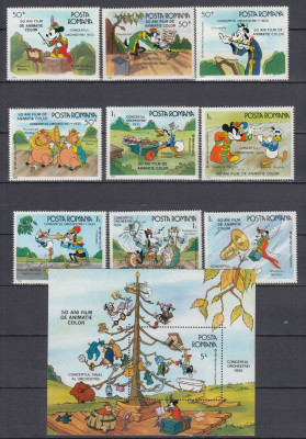 ROMANIA 1986 LP 1153 LP 1154 DESENE WALT DISNEY II SERIE+COLITA DANTELATA MNH foto