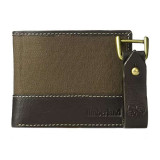 Cumpara ieftin Set portofel pentru barbati Timberland piele/textil + breloc Canvas &amp; Leather Billfold, Maro inchis