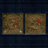 Ajman 1972 - Jocurile Olimpice de iarna, schi, slalom, folio gold, neuzate