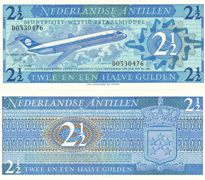Antilele Olandeze 2 1/2 GuldenI 1970 P-21a UNC