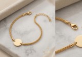Cumpara ieftin Bratara din Argint 925 Placat cu Aur Galben, Model Coada de Vulpe cu Placuta Rotunda Personalizabila