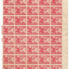 *Romania, Lot 471 cu 50 timbre fiscale de ajutor, 1930, jumatate de coala, MNH