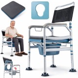 Scaun WC multifuncțional 4 in 1 Linomag&reg; tip toaletă de cameră, cu oliță detașabilă, picioare cu ventuze anti-alunecare, utilizat ca scaun de duș, sca