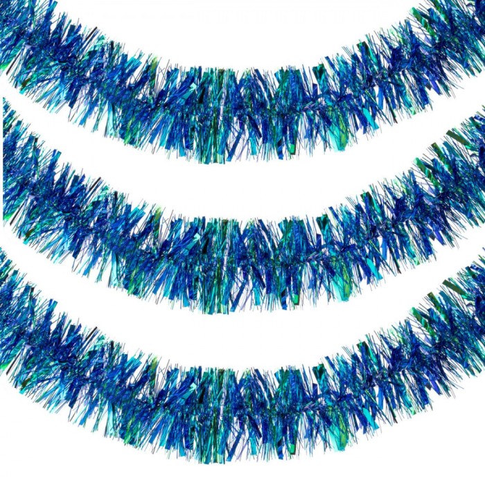 Beteală Crăciun Decorativă, Albastru și Verde, Lungime 2m, Lățime 12cm, Plastic