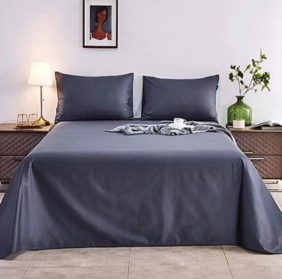Lenjerie de pat pentru o persoana cu husa elastic pat si 2 fete perna dreptunghiulara, Silk, bumbac ranforce, gramaj tesatura 120 g/mp, Gri Inchis, 4 foto