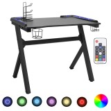 Cumpara ieftin Birou Gaming Negru cu LED, 110x60x75 cm, Suport Căști/Pahare/Controller, Picioare Y, Ergonomic